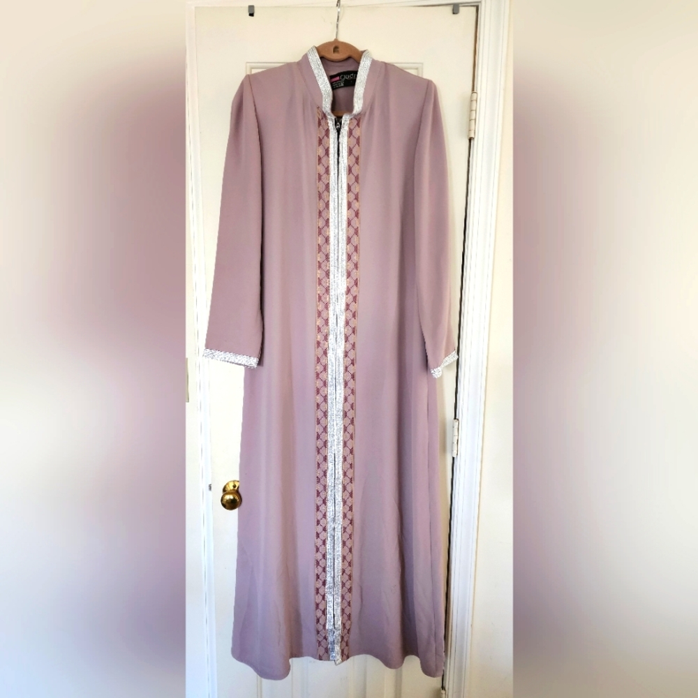 Women's Abaya Long Sleeve Open Floor Length Zipper Turkish Islamic Fashion